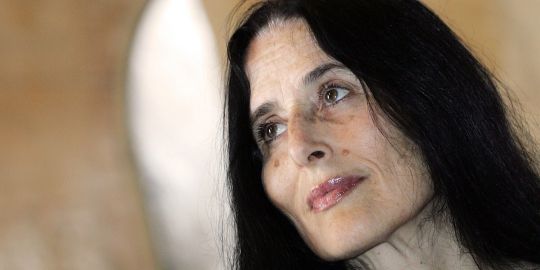 La soprano espagnole Montserrat Figueras lors d'une confrence de presse  l'Abbaye de Fontfroide prs de Narbonne en juillet 2006.